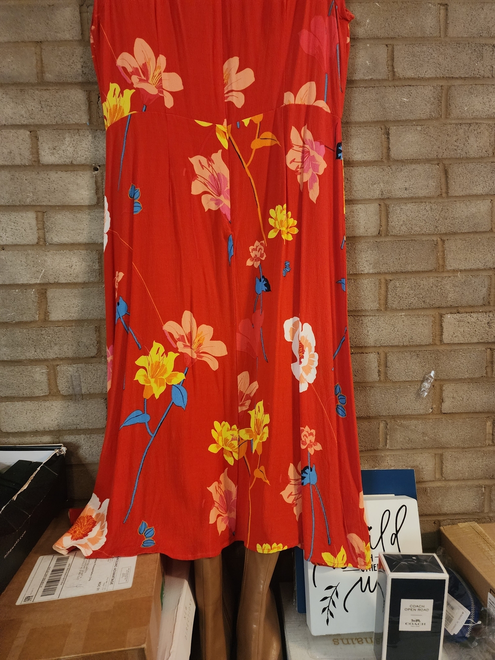 The Loft Tomato Red Floral Cap-Sleeve A-Line Dress - Picture 7 of 9
